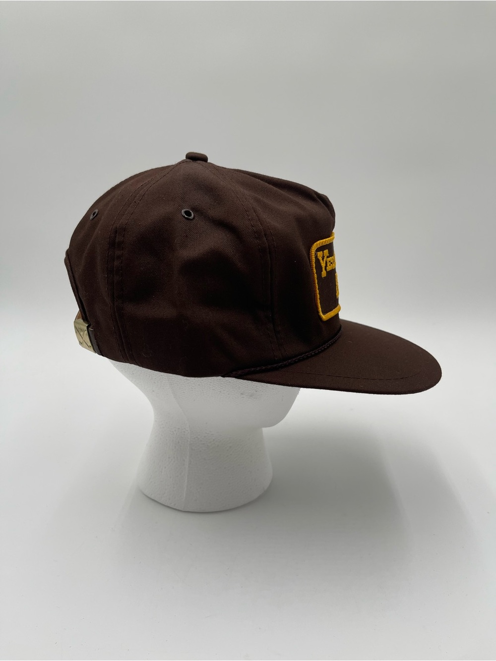 Vtg 80s 90s Yellowstone Banks Hat Mesh SNAPBACK K-BRAND Trucker Patch Brown - Picture 6 of 9
